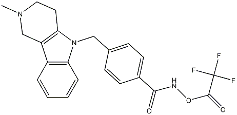 N-Hydroxy-4-[(1,2,3,4-tetrahydro-2-methyl-5H-pyrido[4,3-b]indol-5-yl)methyl]benzamide 2,2,2-Trifluoroacetate 化学構造式