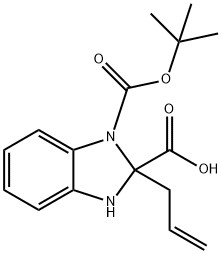 2-アリル-1-(TERT-ブチルトキシカルボニル)-2,3-ジヒドロ-1H-ベンゾ[D]イミダゾール-2-カルボン酸 化学構造式