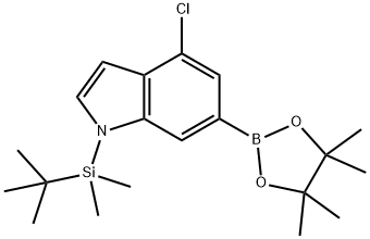 1-(tert-Butyldimethylsilyl)-4-chloro-6-(4,4,5,5-tetramethyl-1,3,2-dioxaborolan-2-yl)-1H-indole 结构式