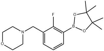 4-(2-氟-3-(4,4,5,5-四甲基-1,3,2-二氧硼杂环戊烷-2-基)苄基)吗啉 结构式