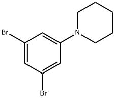 1-(3,5-ジブロモフェニル)ピペリジン 化学構造式