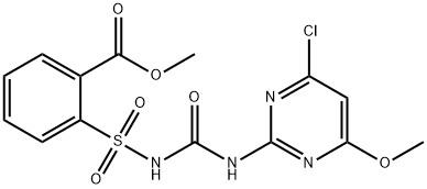 2-[[[[(4-氯-6-甲氧基-2-嘧啶基)氨基]羰基]氨基]磺酰基]苯甲酸甲酯, 128569-20-0, 结构式