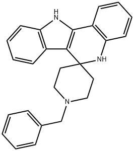 5,11-二氢-1'-(苯基甲基)-螺[6H-吲哚并[3,2-C]喹啉-6,4'-哌啶] 结构式