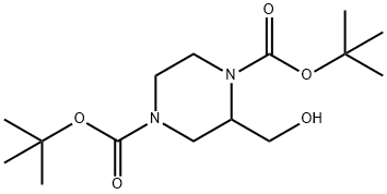 2-(Hydroxymethyl)-1,4-piperazinedicarboxylic acid 1,4-bis(tert-butyl) ester Struktur