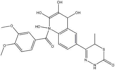 148714-88-9 Quinoline, 6-(3,6-dihydro-6-methyl-2-oxo-2H-1,3,4-thiadiazin-5-yl)-1-(3,4-dimethoxybenzoyl)-1,2,3,4-tetrahydroxy-, (-)-
