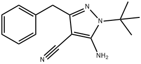 5-Amino-1-tert-butyl-3-phenylmethyl-4-cyanopyrazole Struktur