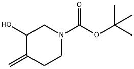 3-羟基-4-亚甲基哌啶-1-甲酸叔丁酯,159635-22-0,结构式