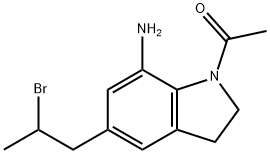 1-[7-氨基-5-(2-溴丙基)-2,3-二氢-1H-吲哚-1-基]-乙酮 结构式