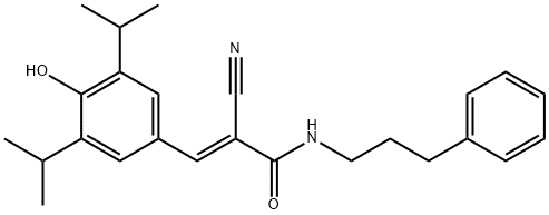 (E)-2-氰基-3-(4-羟基-3,5-二异丙苯基)-N-(3-苯基丙基)丙烯酰胺, 168835-82-3, 结构式