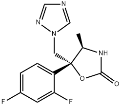 (4R,5R)-5-(2,4-Difluorophenyl)-4-methyl-5-(1H-1,2,4-triazol-1-ylmethyl)-2-oxazolidinone 结构式