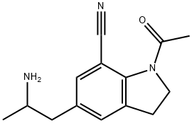 1-アセチル-5-(2-アミノプロピル)インドリン-7-カルボニトリル 化学構造式