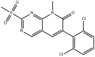 6-(2,6-Dichlorophenyl)-8-methyl-2-methylsulfonyl-8H-pyrido[2,3-d]pyrimidin-7-one 化学構造式