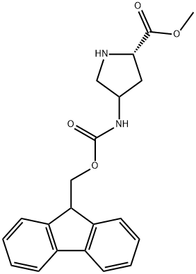 methyl 4-(((9H-fluoren-9-yl)methoxy)carbonylamino)pyrrolidine-2-carboxylate 结构式