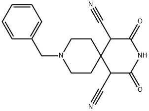 9-benzyl-2,4-dioxo-3,9-diazaspiro[5.5]undecane-1,5-dicarbonitrile Struktur