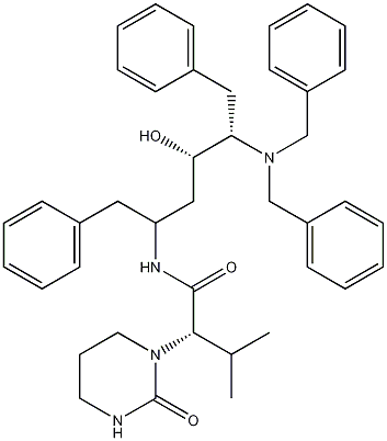 (S)-N-[(2S,4S,5S)-5-(Dibenzylamino)-4-hydroxy-1,6-diphenylhexan-2-yl]-3-methyl-2-(2-oxotetrahydropyrimidin-1(2H)-yl)butanamide, 192726-04-8, 结构式