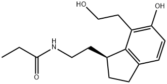 (S)-N-[2-[2,3-Dihydro-6-hydroxy-7-(2-hydroxyethyl)-1H-inden-1-yl]ethyl]propanamide Struktur