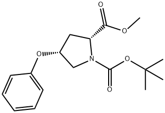 (2R,4R)-4-Phenoxy-1,2-pyrrolidinedicarboxylic acid1-(1,1-dimethylethyl)-2-methylester Structure