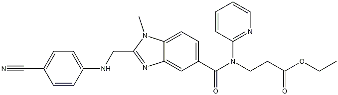 3-[[[2-[[(4-Cyanophenyl)amino]methyl]-1-methyl-1H-benzimidazol-5-yl]carbonyl]pyridin-2-ylamino]propionic acid ethyl ester 化学構造式