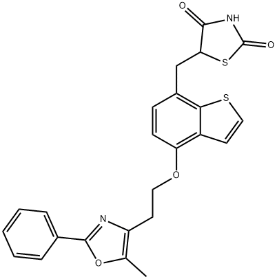 5-((4-(2-(5-methyl-2-phenyloxazol-4-yl)ethoxy)benzo[b]thiophen-7-yl)methyl)thiazolidine-2,4-dione|依格列宗