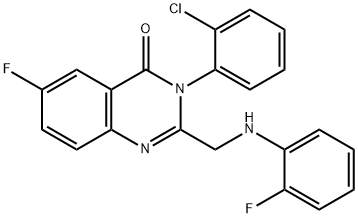3-(2-氯苯基)-6-氟-2-[[(2-氟苯基)氨基]甲基]-4(3H)-喹唑啉酮 结构式