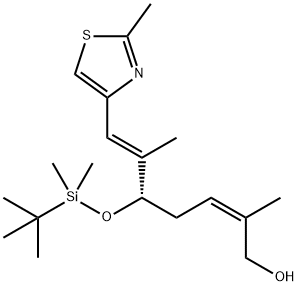 (-)-(2Z,5S,6E)-5-{[tert-Butyl(dimethyl)silyl]oxy}-2,6-dimethyl-7-(2-methyl-1,3-thiazol-4-yl)hepta-2,6-dien-1-ol 结构式