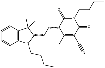 1-Butyl-5-[2-(1-butyl-3,3-dimethyl-1,3-dihydroindol-2-ylidene)ethylidene]-4-methyl-2,6-dioxo-1,2,5,6-tetrahydropyridine-3-carbonitrile Structure
