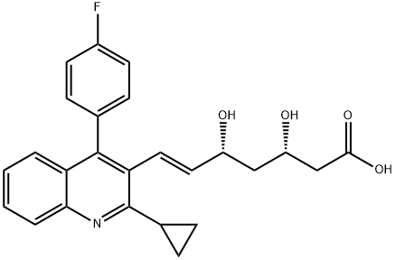 (3S,5R,6E)-7-[2-Cyclopropyl-4-(4-fluorophenyl)-3-quinolinyl]-3,5-dihydroxy-6-heptenoic acid 化学構造式