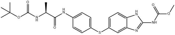 [5-[[4-[[(2S)-2-[[(1,1-Dimethylethoxy)carbonyl]amino]-1-oxopropyl]amino]phenyl]thio]-1H-benzimidazol-2-yl]-carbamic acidmethylester Struktur