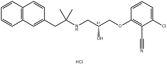 2-氯-6-[(2R)-3-[[1,1-二甲基-2-(2-萘基)乙基]氨基]-2-羟基丙氧基]苯腈盐酸盐, 324523-20-8, 结构式