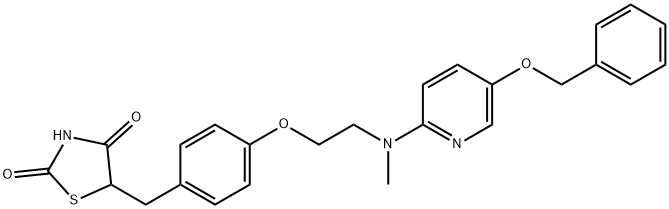 5-{4-[2-[(5-Benzyloxypyridin-2-yl)methylamino]ethoxy]benzyl}thiazolidine-2,4-dione 化学構造式