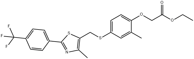 2-[2-Methyl-4-[[[4-methyl-2-[4-(trifluoromethyl)phenyl]-5-thiazolyl]methyl]thio]phenoxy]acetic acid ethyl ester Struktur