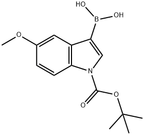 1-叔丁氧羰基-5-甲氧基-1H-吲哚-3-硼酸, 348640-19-7, 结构式