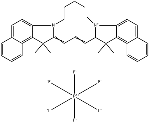 2-[3-(3-丁基-1,3-二氢-1,1-二甲基-2H-苯并[E]吲哚-2-亚基)-1-丙烯-1-基]-1,1,3-三甲基-1H-苯并[E]吲哚六氟磷酸盐, 356062-62-9, 结构式