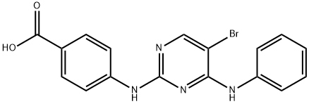 4-[[5-Bromo-4-(phenylamino)-2-pyrimidinyl]amino]benzoic acid 化学構造式