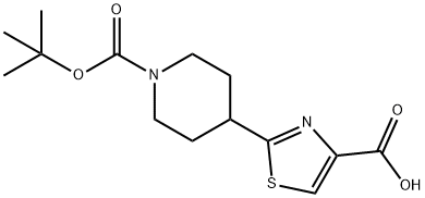 2-(1-(tert-butoxycarbonyl)piperidin-4-yl)thiazole-4-carboxylic acid Structure