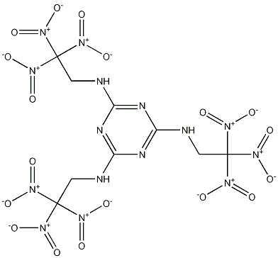 N,N',N''-tris(2,2,2-trinitroethyl)-1,3,5-triazine-2,4,6-triamine 化学構造式