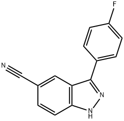 3-(4-氟苯基)-1H-吲唑-5-甲腈,395100-12-6,结构式