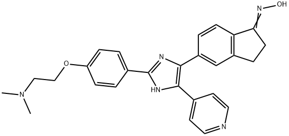 5-[2-[4-[2-(Dimethylamino)ethoxy]phenyl]-5-(4-pyridinyl)-1H-imidazol-4-yl]-2,3-dihydro-1H-inden-1-one oxime Struktur