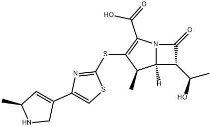 (4R,5S,6S)-3-[[4-[(5S)-2,5-Dihydro-5-methyl-1H-pyrrol-3-yl]-2-thiazolyl]thio]-6-[(1R)-1-hydroxyethyl]-4-methyl-7-oxo-1-azabicyclo[3.2.0]hept-2-ene-2-carboxylic acid Struktur