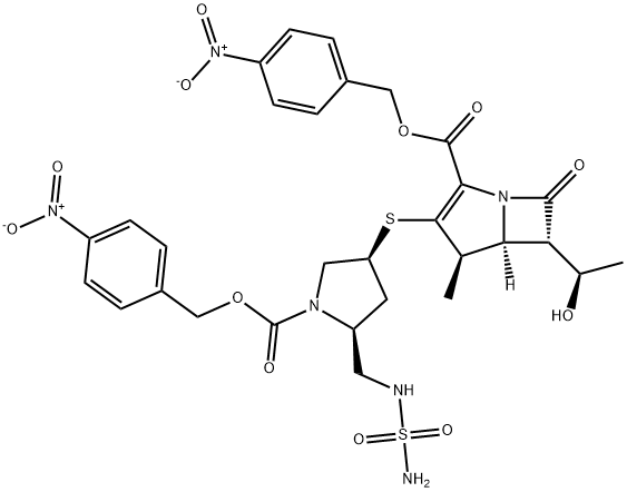 (4R,5S,6S)-3-[[(3S,5S)-5-[[(Aminosulfonyl)amino]methyl]-1-[[(4-nitrophenyl)methoxy]carbonyl]-3-pyrrolidinyl]thio]-6-[(1R)-1-hydroxyethyl]-4-methyl-7-oxo-1-azabicyclo[3.2.0]hept-2-ene-2-carboxylic acid (4-nitrophenyl)methyl ester|多尼培南缩合物
