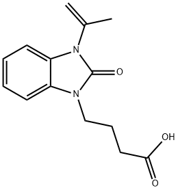 4-(3-イソプロペニル-2-オキソ-2,3-ジヒドロ-1H-1,3-ベンズイミダゾール-1-イル)ブタン酸 化学構造式