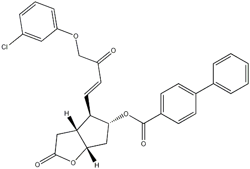 [1,1'-Biphenyl]-4-carboxylic acid [3aR-[3aa,4a(E),5b,6aa]]-4-[4-(3-chlorophenoxy)-3-oxo-1-butenyl]hexahydro-2-oxo-2H-cyclopenta[b]furan-5-yl ester 化学構造式