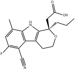 (R)-2-(5-氰基-6-氟-8-甲基-1-丙基-1,3,4,9-四氢吡喃[3,4-B]吲哚-1-基)乙酸 结构式
