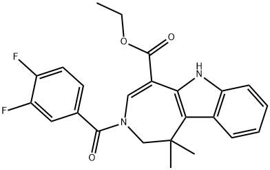 (E)-ethyl 3-(3,4-difluorobenzoyl)-1,1-dimethyl-1,2,3,6-tetrahydroazepino[4,5-b]indole-5-carboxylate Structure
