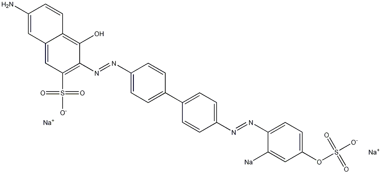 7-アミノ-4-ヒドロキシ-3-[[4'-[(4-ヒドロキシ-2-ソジオスルホフェニル)アゾ]-1,1'-ビフェニル-4-イル]アゾ]ナフタレン-2-スルホン酸ナトリウム 化学構造式