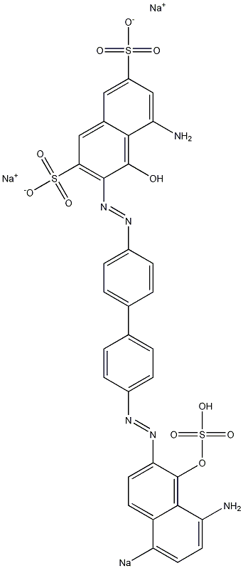 5-アミノ-3-[[4'-[(8-アミノ-1-ヒドロキシ-5-ソジオスルホ-2-ナフタレニル)アゾ]-1,1'-ビフェニル-4-イル]アゾ]-4-ヒドロキシナフタレン-2,7-ジスルホン酸二ナトリウム 化学構造式