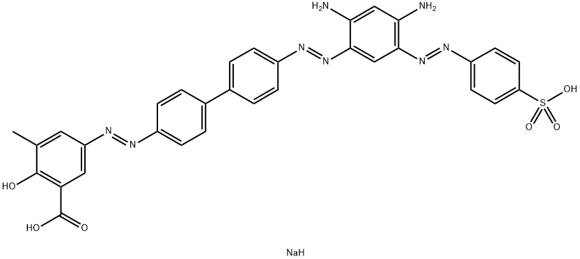 4-Amino-2-[(2,4-diaminophenyl)azo]-5-[[3-[(2,4-diaminophenyl)azo]phenyl]azo]benzenesulfonic acid sodium salt Structure