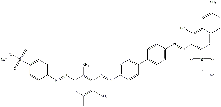 6-Amino-3-[[4'-[[2,6-diamino-3-methyl-5-[(4-sulfophenyl)azo]phenyl]azo]-1,1'-biphenyl-4-yl]azo]-4-hydroxy-2-naphthalenesulfonic acid disodium salt Struktur