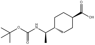 (1R)-TRANS-4-[N-BOC-1-アミノエチル]シクロヘキサンカルボン酸 (〜90% R) 化学構造式