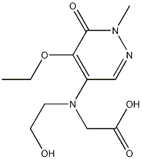 N-(2-Hydroxyethyl)-N-(5-ethoxy-1-methyl-6-oxo-1,6-dihydropyridazin-4-yl)glycine Struktur